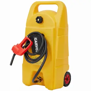 Garvee 16 Gallon Gas Can with 10 FT Manual Siphon Pump, Portable Fuel Storage Caddy on Wheels for Diesel, Gas, and Fluid Transfer - Ideal for Cars, ATVs, Weeders, Boats, Tractors, Snow Blowers, and Generators