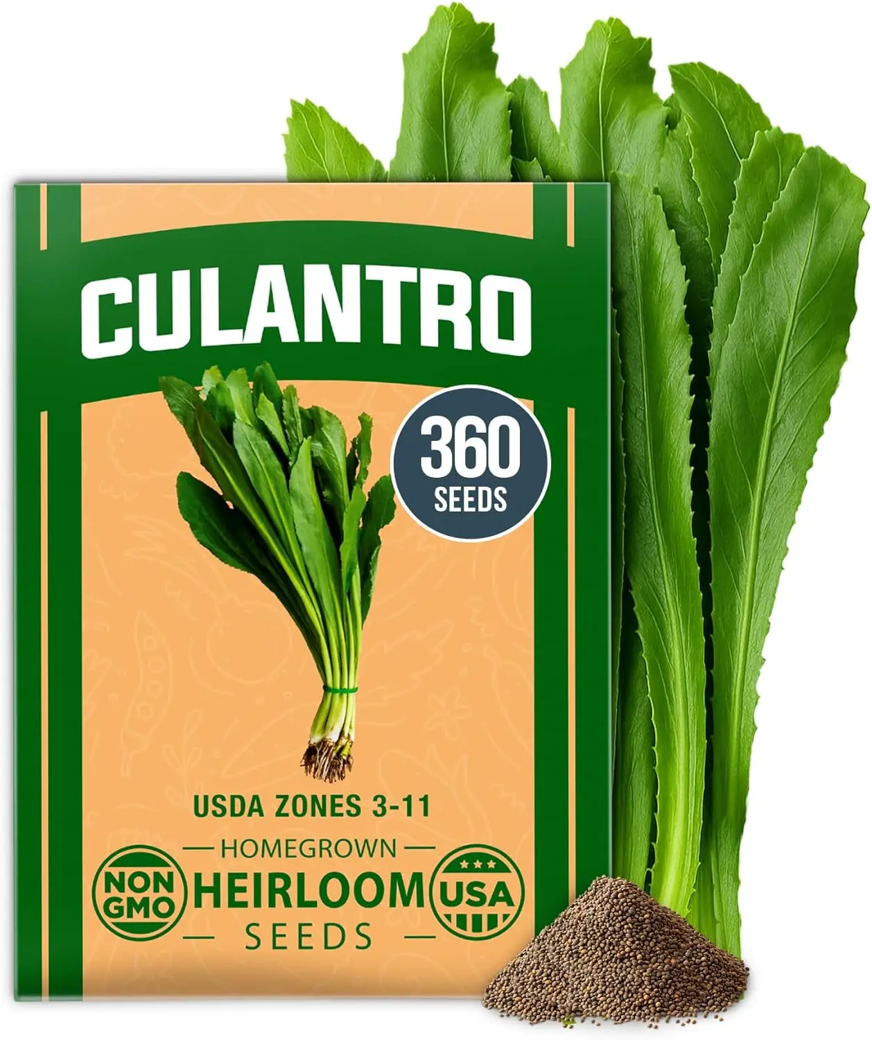 Home Grown Heirloom Eryngium Foetidum Culantro Seeds - 360 Decorative Seeds, Heat-Resistant Slow-Bolting Cilantro Substitute, Rich in Bioactive Compounds, Versatile Growing Zones, Robust Flavor for Home Herb Gardens