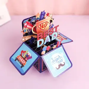 3D Jumping Card 'best Dad' with Envelope, Cartoon Star Design, Perfect for Father's Day and Birthdays, Greeting Card for Dads