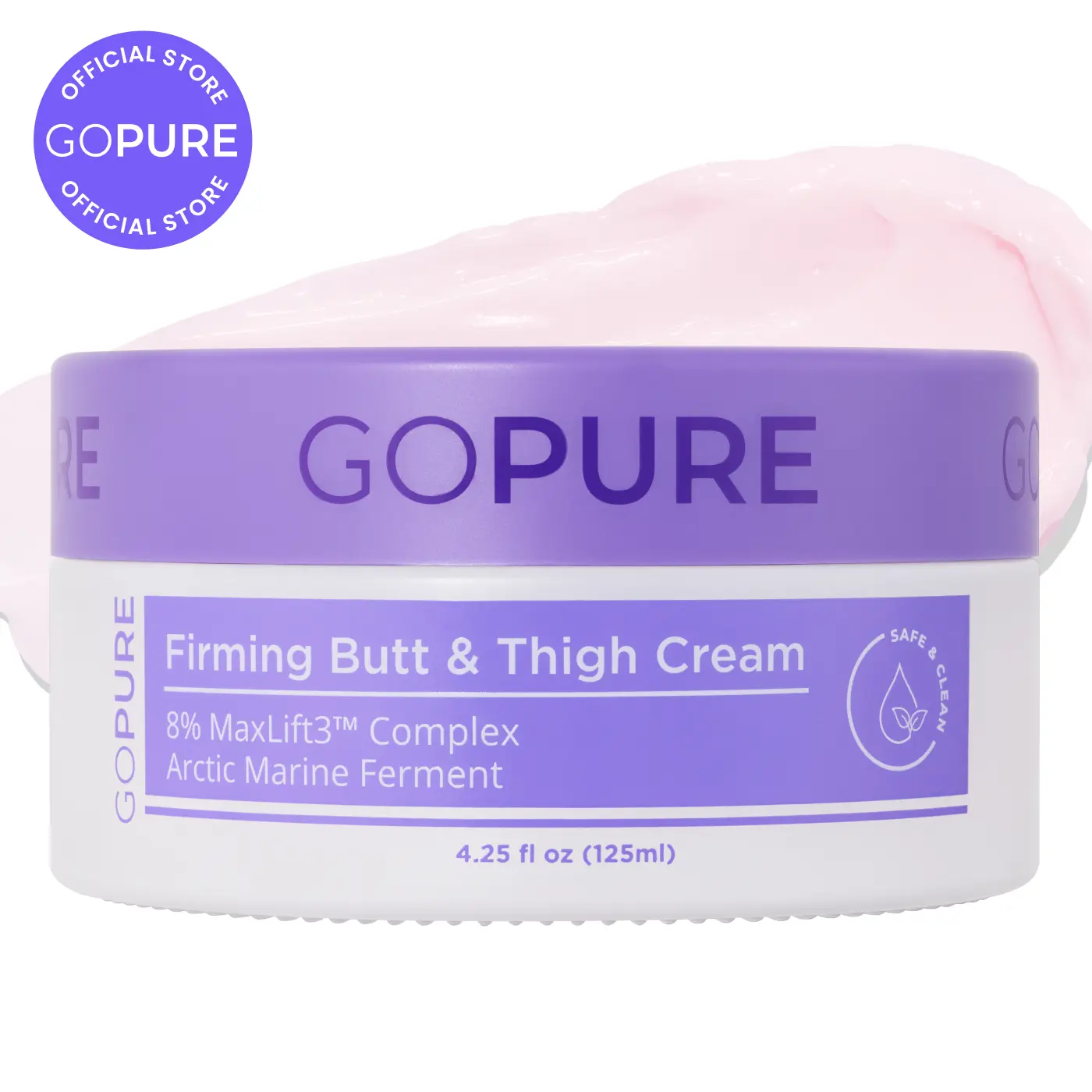 GOPURE Firming Butt & Thigh Cream - Nourishing Hydrating Bodybutter for Stretch Marks & Dimpled Texture - Clinically Tested, Dermatologist Recommended, Cruelty-Free
