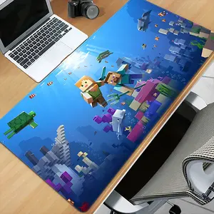 Minecraft themed mouse pad, e-sports special mouse pad, large size coverage, desktop protection keyboard mouse, non-slip rubber sole anti-displacement professional gaming mouse pad Mouse pad, scratch-proof table mat