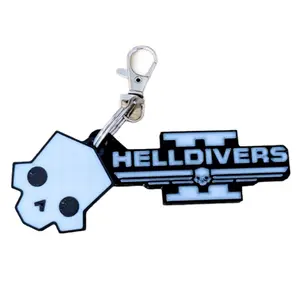 HellDivers 2 Logo & Skull Keychain - 3D Printed Bag Tag Super Earth Freedom 3.3 in Long & 1.6 in Wide