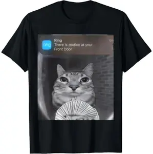Cotton Ring Cat Motion Graphic T-Shirt for Unique Meme Lovers