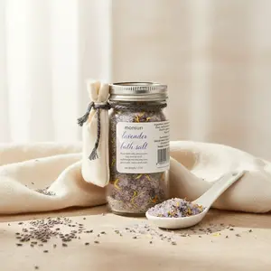 Lavender Bath Salts for Relaxation & Muscle Relief – Herbal Dead Sea Salt Soak with Lavender Flowers & Calendula Petals, Natural Detox Bath Soak for Women, Calming Aromatherapy Self-Care, Soothing Bath Essentials, Spa Gift Idea