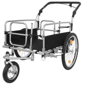 3-in-1 Heavy-Duty E-Bike Trailer - Steel Frame Cargo Hauler with 110lb Capacity, 20" Wheels, Suspension, Convertible Stroller-Pull Cart for Camping, Groceries