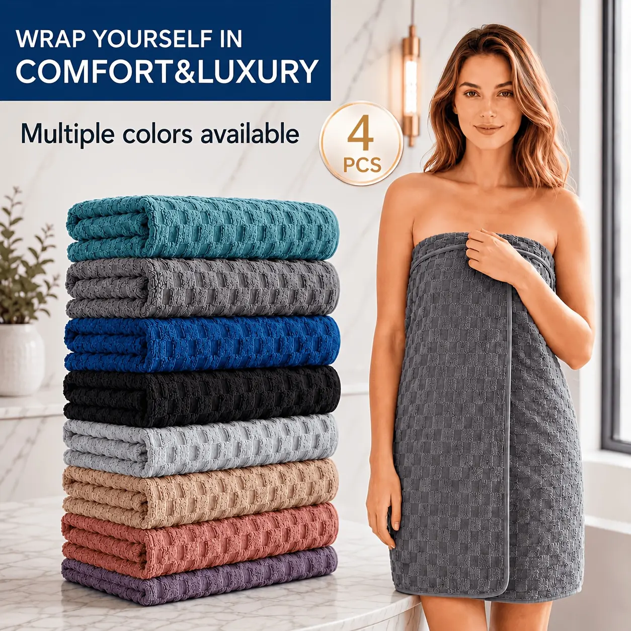 4/8pcs Oversized Bath Towel Set 32"x64" Extra Large Microfiber Towels Ultra Soft Quick Drying Multi Color Combo Beige White Light Blue Dark Gray And Random Color Luxurious Spa Grade Bath Towels for Home Family Or Gifting Modern Coastal Style