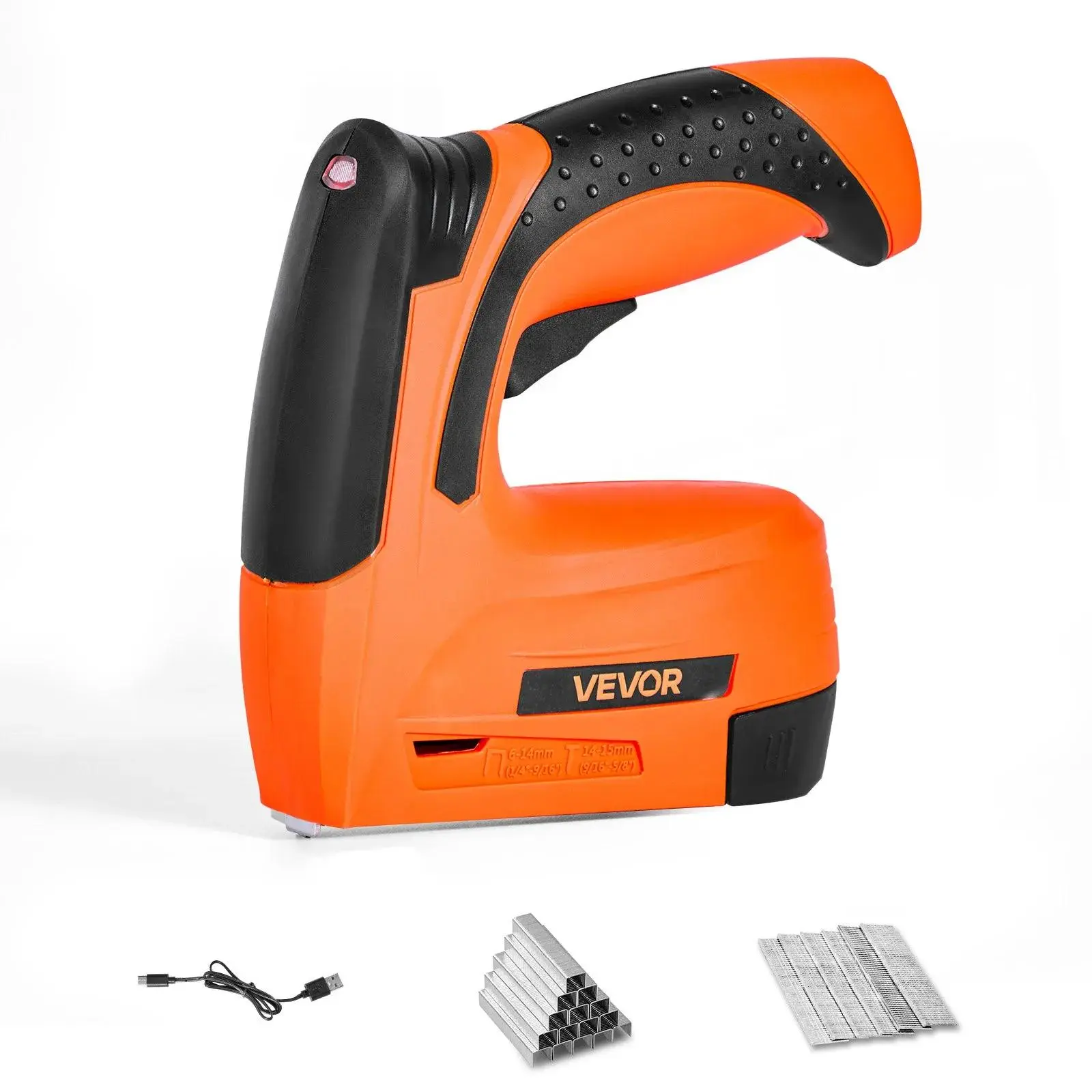 【summerfinds】VEVOR Cordless 18 Gauge Brad Nailgun - 2-in-1 Dual Function Power Tool, Hardware Cordless Tool with Batteries, 5/8 in 18ga Type 47 Brads, 1000 Staples, Non-Slip Rubber Handle, 700 Fasteners Full Charge for Woodworking, DIY Projects, Power Too