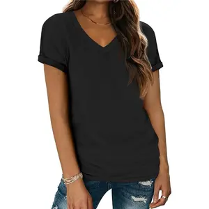 Women's Soft Breathable V-Neck T-Shirt - Lightweight Casual Summer Top for Beach Wear 2025 - Plain Black Tee Chic Everyday Style Style, Short, Fabric, Womenswear, Fits, Jackets, Joggers, Outfits, Short, Undershirt