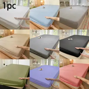 1 pc Soft Breathable Fitted Sheet, Breathable Sheets, Bed Cover And Multifunctional Mattress Protector, All-Season Comfort, Solid Color Design, Suitable for Bedrooms, Guest Rooms, Dormitories, Apartments, No Pillowcase