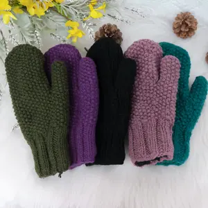 Solid Color Woolen Fleece Lined Mitten, Hand Knit Unisex Mitten , Winter Essential, Warm n Cozy Mittens, Gift For Her/Him, Soft Wool Mittens