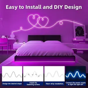 KANTUTOE LED Neon Lights Purple, 12V Silicone Waterproof DIY LED Strip Lights for Bedroom, Indoor & Outdoor Decoration