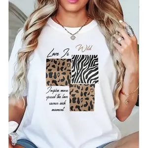 Love Is Wild' Leopard Zebra Print Patchwork T-shirt Wild Edgy Style Casual Top