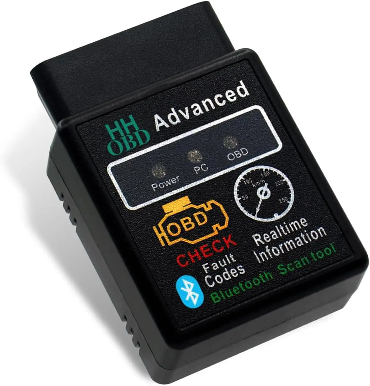 Car Bluetooth OBD2 Diagnostic Tool, Plug and Play Real-time Code Reader, Reset and Clear Engine Light Scanner with Exclive App, Universal Mini Monitor Device for Most Phone Systems (Black)