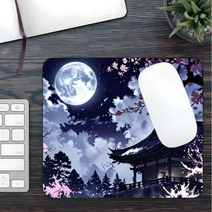 Japanese Style Anime Pattern Cherry Blossom Vibrant Artwork Mouse Pad, Rectangle Gaming Mouse Pad, Office Desk Keyboard Mat for Home Office Desk, Desk Decor