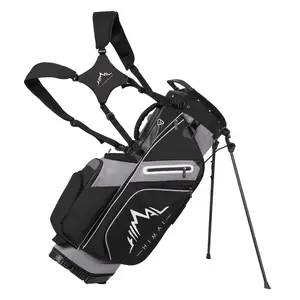 14-Way Golf Stand Bag, PU Leather Golf Bag for Men & Women with Plush Top, 10 Pockets（Including Magnetic Pocket, Cooler Bag）& Adjustable Shoulder Strap