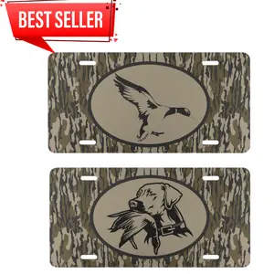 Collection Bottomland Camo with Duck Dog And Inspired Vanity Plate/Camouflaged License Plate/Country Life Vehicle Tag/Vintage Duck Camo Truck Tag/Duck Hunting Plate