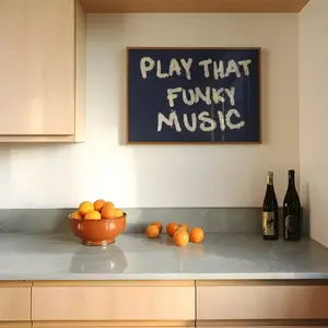 Play That Funky Music Print Retro Navy Wall Art Kitchen Print Trendy Red Poster Vintage Music Poster