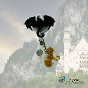 Flying Dragon Badge Reel~ Optional Badge Charm ~ Retractable ID Badge Holder ~ Fourth Wing Themed Badge Reel ~ Handmade ~ Book Lover ~ Nurse Badge Charm ~ Retail ~ Office