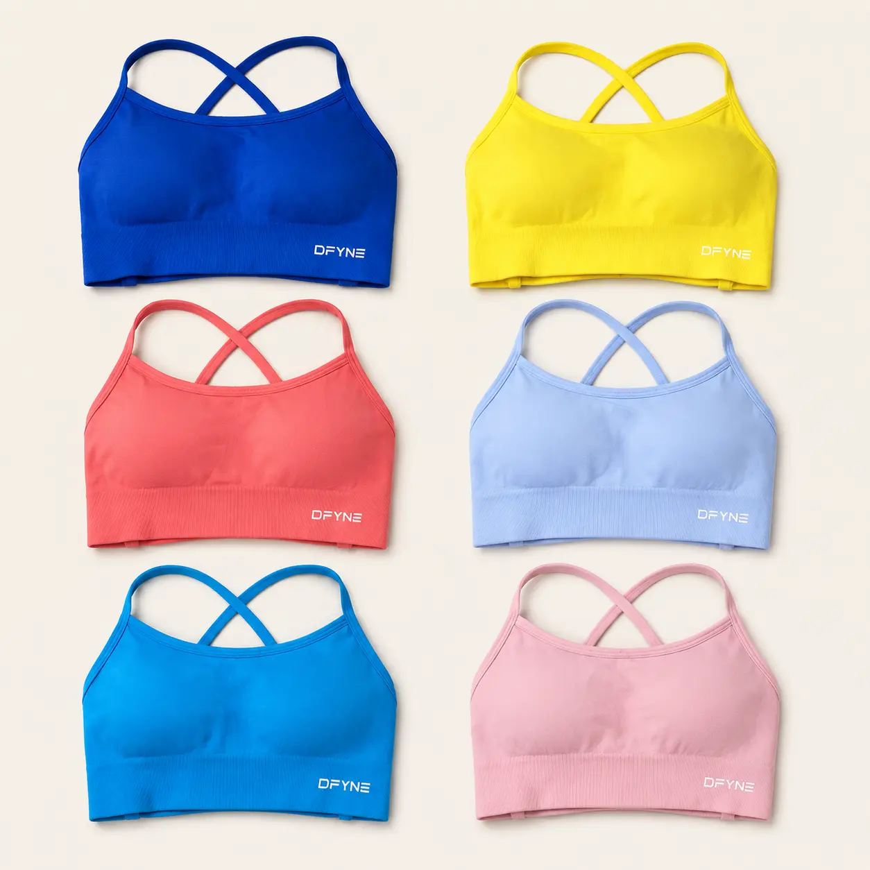 DFYNE Women's Seamless Cross Back Sports Bra – High Support Padded Workout Top, Full Coverage Yoga Bra with Open Back Design, Sweat-Wicking Activewear for Gym & Pilates