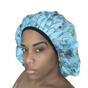 Luv Of My Lyfe Microfiber Lined Shower Cap for Personal Care Waterproof Reusable double layer Cover bonnet shower cap