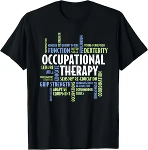 Classic Soft Crewneck Cotton T-Shirt for OTA & Occupational Therapists, OT Month Occupational Therapy Summer Short-Sleeve Top with Prints & Graphics