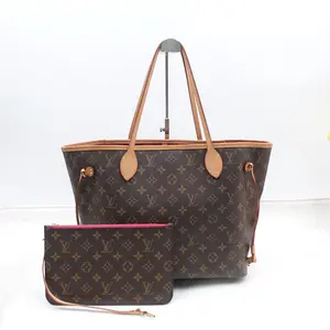 Pre-owned Louis Vuitton Monogram coated canvas and leather tote bag Monogram Neverfull with Pouch T10367280