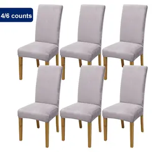 Solid Color Stretch Chair Slipcovers, 4 Counts/6 Counts Removable Washable, Chair Protector for Home Living Room Hotel Dining Room, Universal Chair Cover