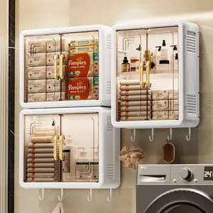 Foldable wall-mounted storage rack, Bathroom organizer, suitable for bathrooms and kitchens - drill-free, dust-proof, multi-compartment design, white shelf with ventilation design for bathroom storage and organization