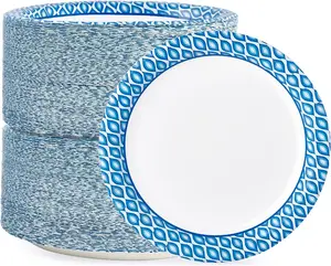 8.375 Inch Disposable Paper Plates, 300 Count Soak and Cut Proof Printed Paper Plates for Daily Use, Holiday for Family Gatherings, Parties, Picnic