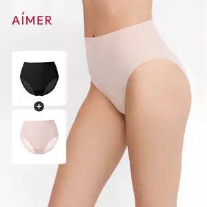 AIMER Womens High Waisted Seamless Panties Briefs Soft Breathable Stretch Invisible No Show Underwear with Cotton Gusset Lightweight One Size Comfortable Fit Black Nude Fall Must Haves Womenswear Everyday Underwear TikTokShopHolidayHaul