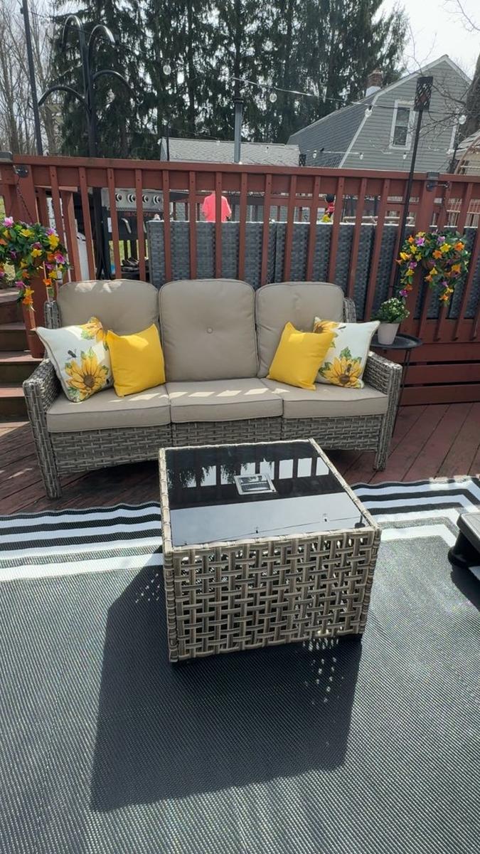 Item: Coffee Wicker Beige Cushion, Coffee Wicker E