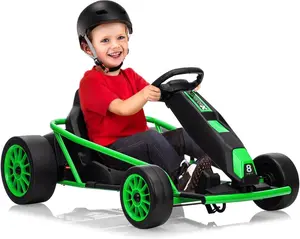GAOMON 24V Kids Electric Riding Go Kart with Dual 250w Motors,9Ah Battery,8MPH High-Speed Drifting Car Featuring Power Display,Slow Start,Adjustable High/Low Speeds,Music,Horn,and Max Load 150Lbs,Green