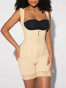 1 Count Women's Solid Color Tight Fitting Jumpsuit, Colombian Shapewear, Fajas, Non Slip Designed Butt Lifting Tummy Control Waist Shapewear, Featuring Three Rows Adjustable Hooks Bodysuit, Ideal For Daily Wear, Sports, Yoga, Underwear
