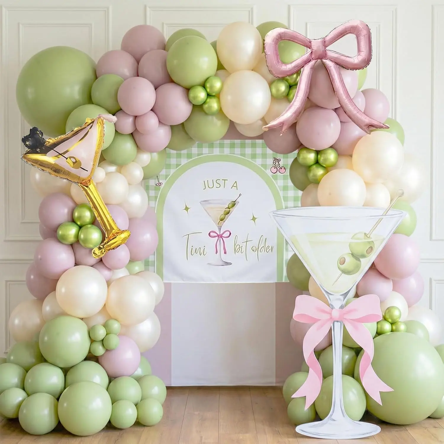 Tini Bit Older Balloon Arch Kit Pink Olive Martini Theme Party Decor Garland Set