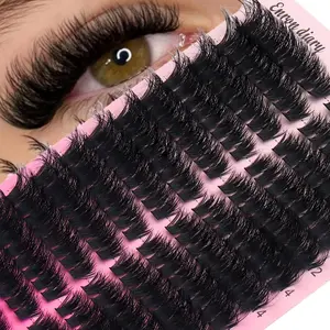 224 PCS Large Capacity Curled DIY Individually Segmented Eyelash Bundles, Natural Look & Extra Thick & Soft & Ultra Lightweight, Reusable, False Eyelashes, Eyelash Extension, Suitable For Travel, Beginners, Holidays, Eyelash Clusters Extensions