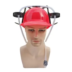 Juice Helmet Can Holder Soda Hat Drink Helmet with Straw Fun Hats for Men Women Adult Party Supplies