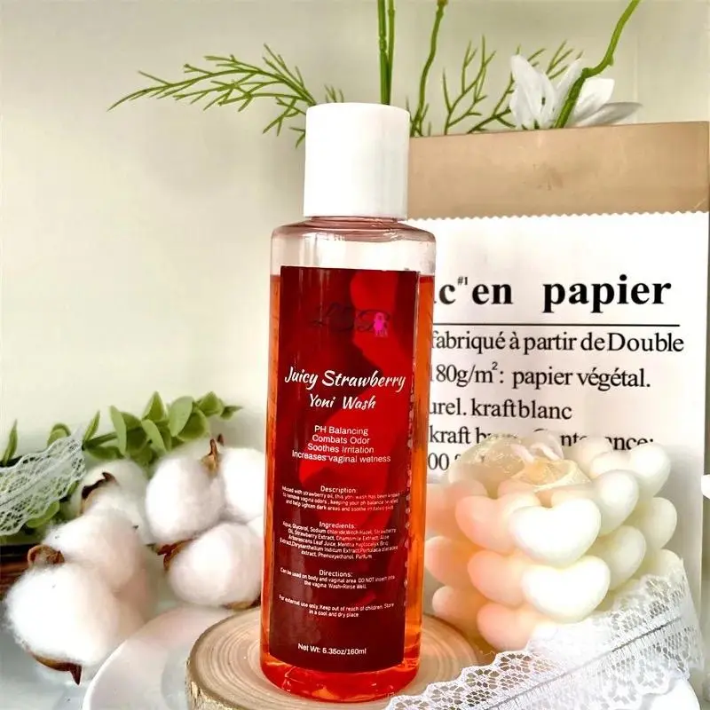 Strawberry Yoni Feminine Gel Wash - pH-Balanced, Aloe Vera Infused, Fruity Scented, Safe for Sensitive Skin