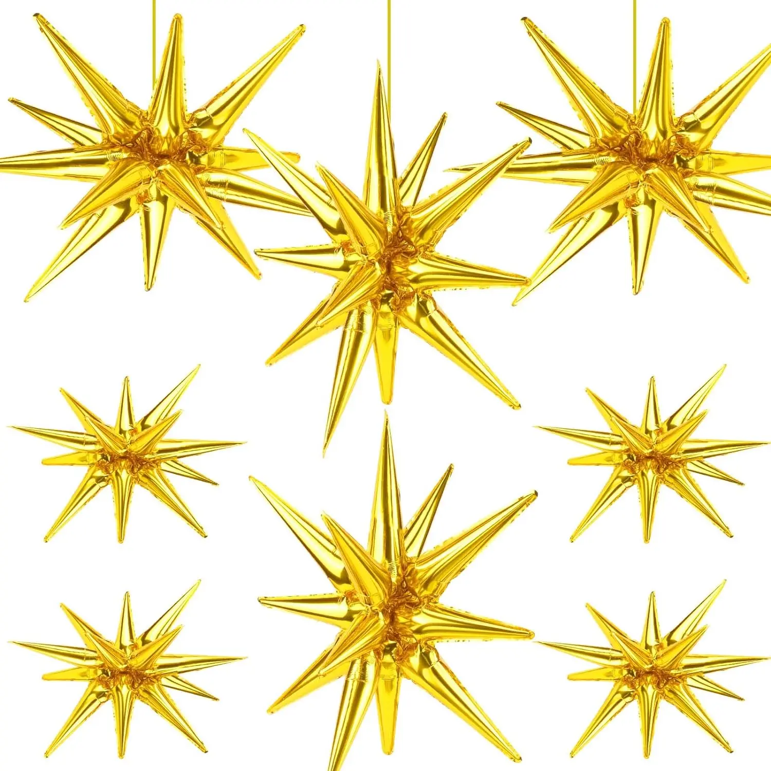 8 Pcs Star Balloons, Huge Gold Explosion Star Aluminum Foil Balloons for Birthday, Baby Shower, Wedding, Bachelorette Party, Disco Party Decorations Supplies