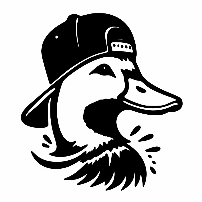 Duck Backwards Hat Decal - Customizable Size & Color Permanent Vinyl Sticker for Laptops Water Bottles & Cars Easy Apply Remove