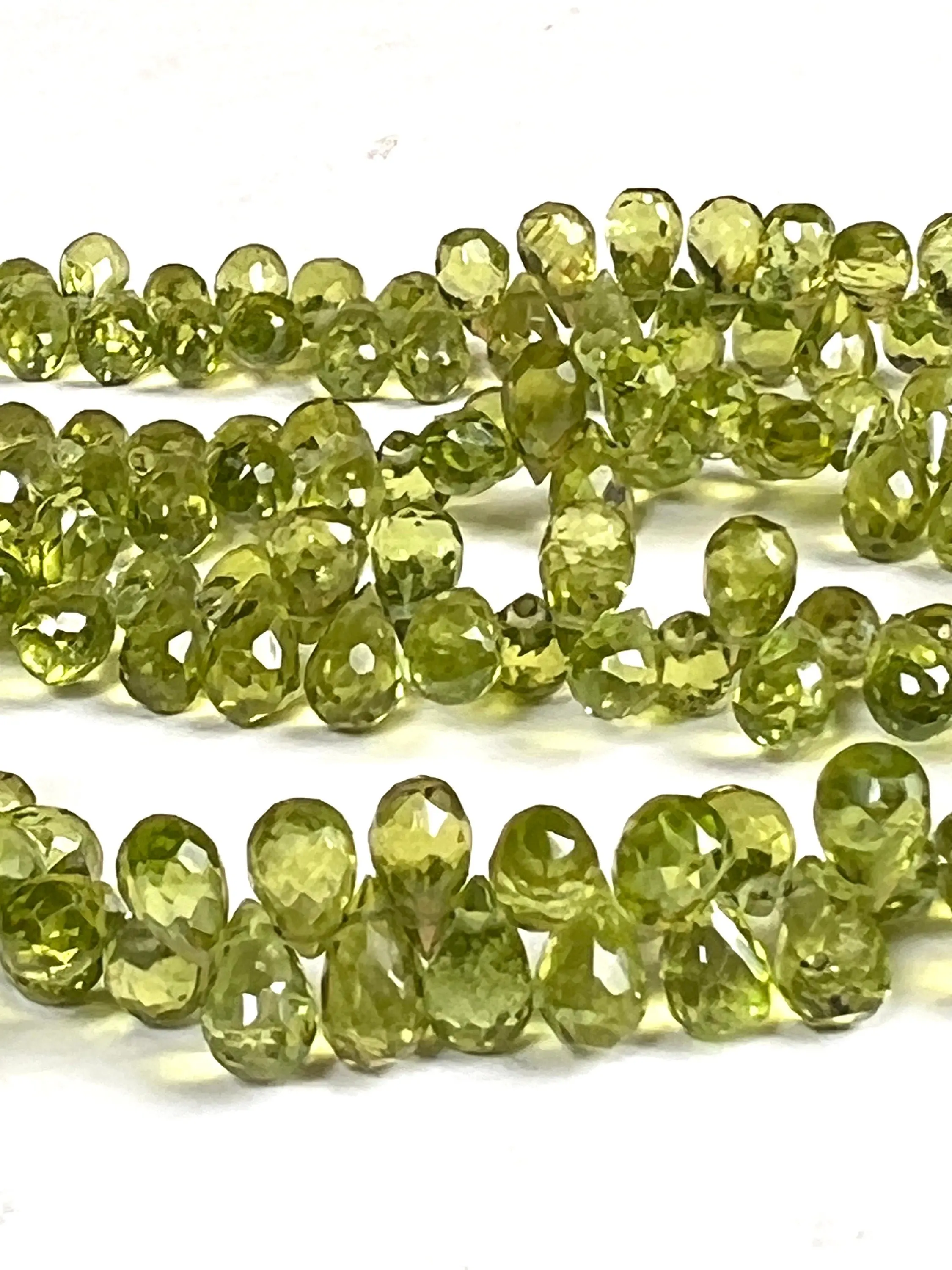 Peridot  Briolette drop  AAA quality Faceted Teardrop 4-5x6.5-8mm Gemstone Jewelry Making Beads 10 pcs, 20 pcs