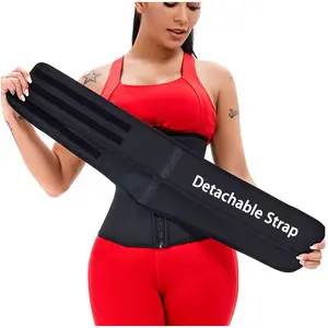Detachable Double Strap Sauna Weight Loss Belt Latex Waist Trainer Corset Shape Trimmer for Comfort and Support - Shapewear, Womenswear, Sexy - Compression