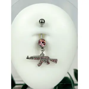 Gun Shaped Belly Ring - Dangle Belly Button Ring