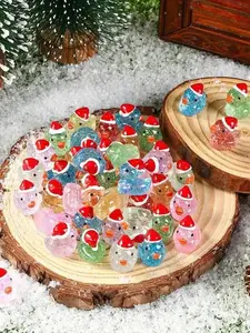 30pcs Mini Glitter Ducks for Christmas - Colorful Resin Duck Figurines, Perfect for Goodie Bags & Party Favors, Christmas Decoration, Christmas Outdoor Decoration, Miniature, Christmas Atmosphere Decoration, DIY Ornament