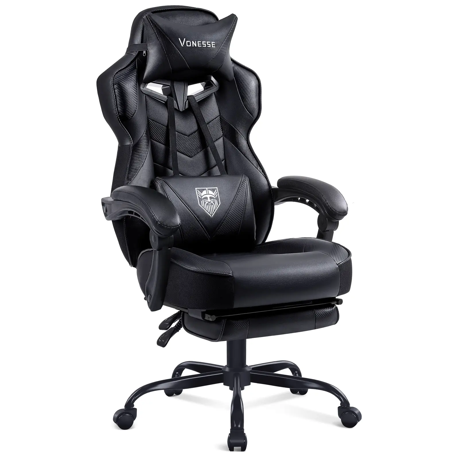 【 Today's flash sale】VONESSE Gaming chair with footrest Recliner Adult computer chair with massage chair Adjustable lumbar cushion Large and tall, erg