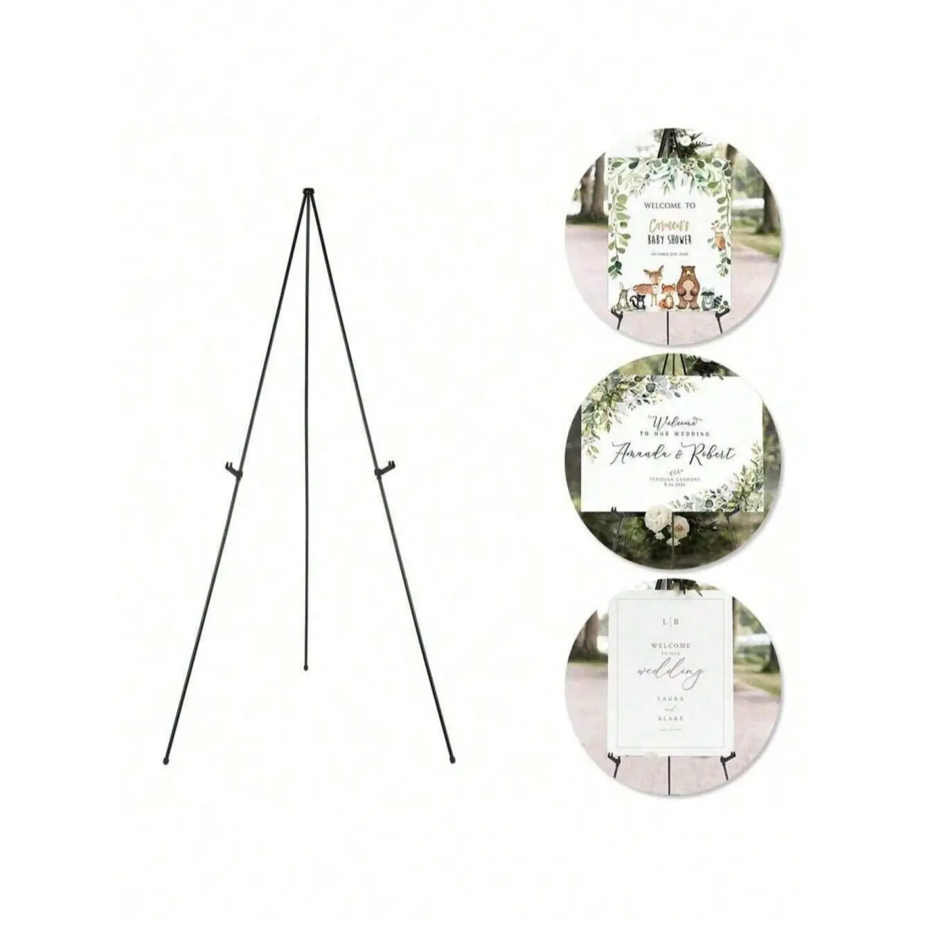 66 Inch Collapsible, Portable, Stable, Sturdy Display Stand, Foldable Banner Poster Sign Rack, Multipurpose Backdrop Stand for Wedding Ceremony, Engagement Party, Graduation Party, Adult Party Decoration