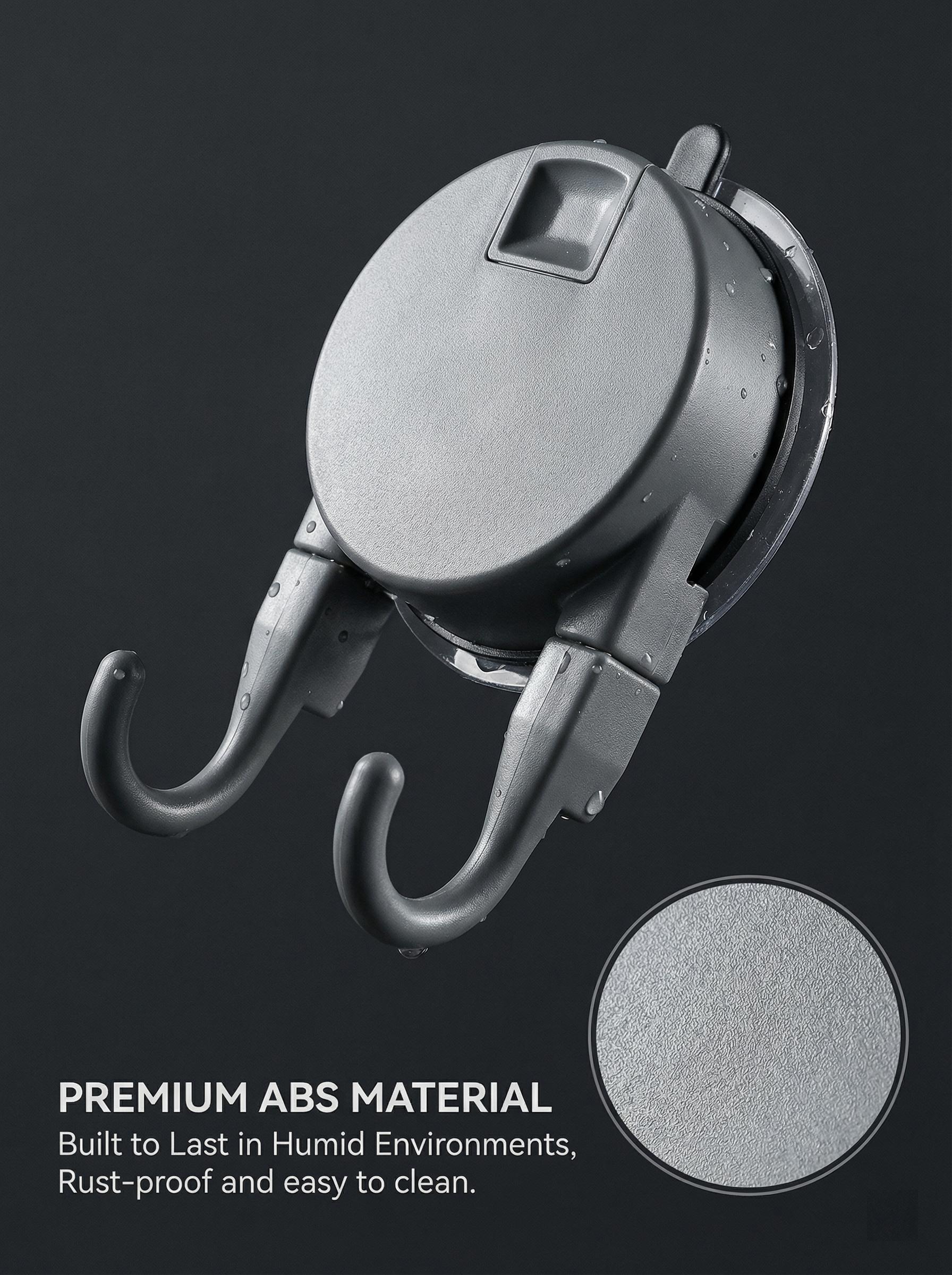 No Drill Suction Cup Hooks, Heavy Duty Vacuum Suction Hooks with Double Hooks, Reusable Waterproof Wall Hooks for Bathroom Kitchen, No Damage Hanger for Towels, Utensils, Bags, Renters Friendly, Fits Tile Glass Marble Metal