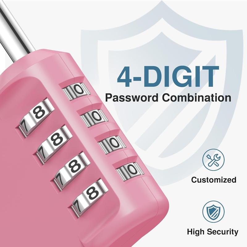 Combination Lock 4 Digit  Locker Locks Secure Outdoor Padlock for Gym Lockers, Toolboxes, Gates, Fences, Storage,  Locker (Rose Pink)