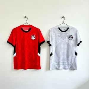 2025 Egypt Home Away Short Sleeve Soccer Jersey Fan Version Top Football Jersey Red & White Options