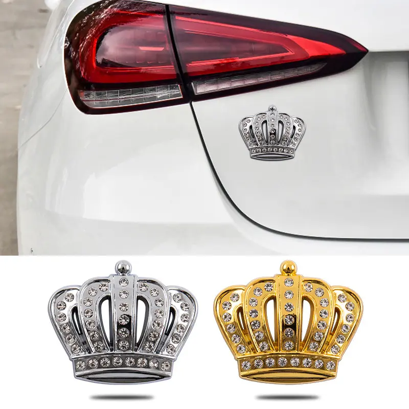 3D Crystal Crown Metal Car Sticker for Car & Motorcycle, Double Sided Heavy-Duty Foam Tape