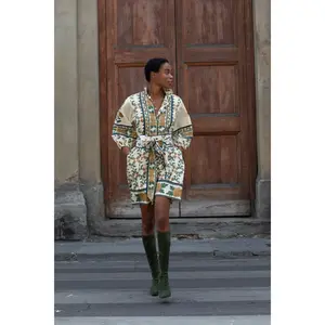 SUE SARTOR Flounce Shorty | Honey/Olive Mum